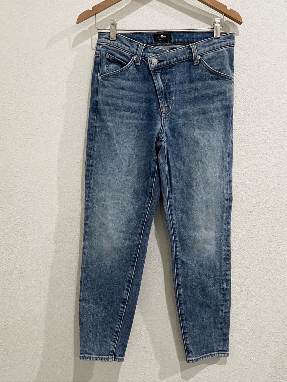 7 For All Mankind Asymmetrical Tapered Jeans Contemporary High Rise Slim